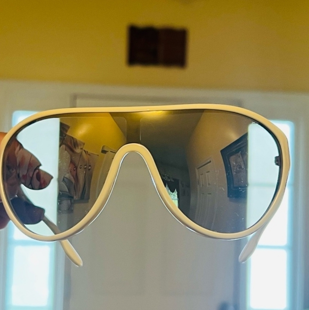 Prada Shield Sunglasses - Prada White Sunnies - White Shades- Prada White Shades - Picture 7 of 8